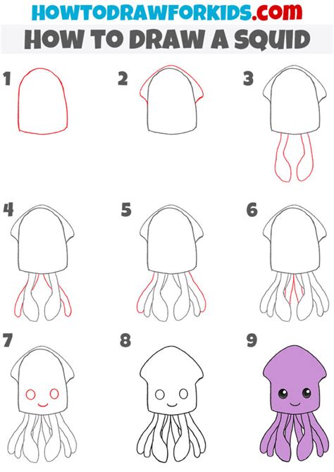 How To Draw A Squid Easy Drawing Tutorial For Kids