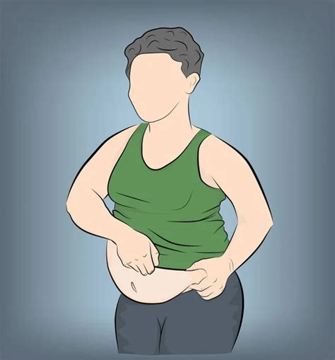 Abdomen Fat Overweight Man With A Big Belly Vector Illustration