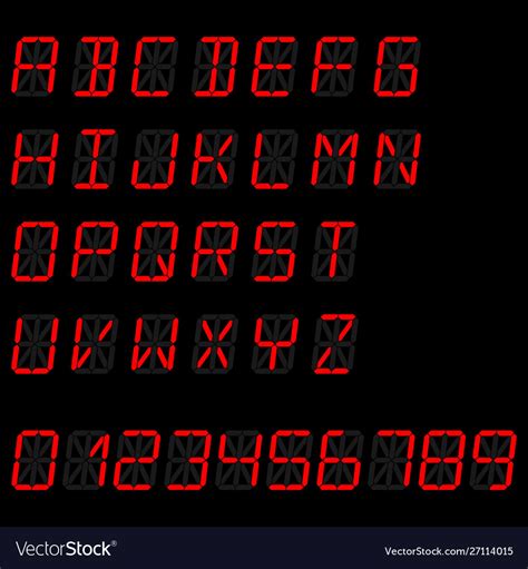 Digital Font Sign Retro Alphabet Royalty Free Vector Image