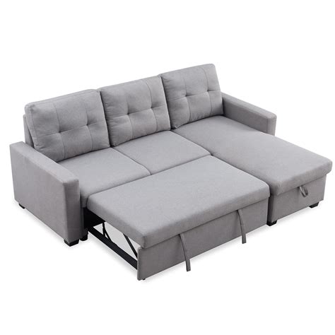82 Reversible Sleeper Sectional Sofa L Shape Corner Sofa Bed With