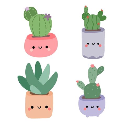 Premium Vector Cute Cactus Pot Vector Illustration