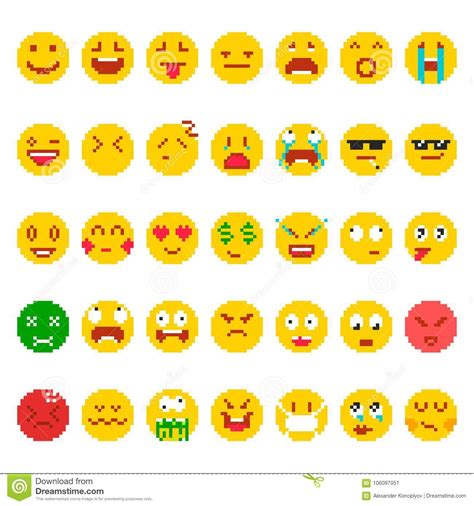 Pixel Emoji Set Stock Vector Illustration Of Humor 106097051