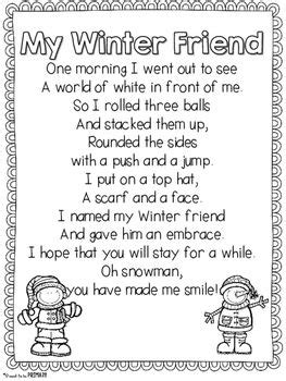 You can even print them out for party games, or advent calendars. Winter Snowman Poem | Kids poems, Poems about school ...