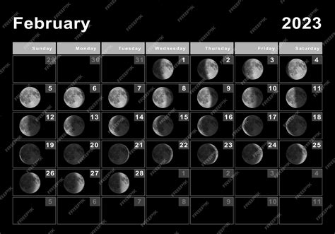 Premium Photo February 2023 Lunar Calendar Moon Cycles Moon Phases
