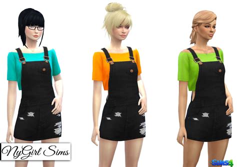 Nygirl Sims 4 Overall Mini Dress With Crop Tee