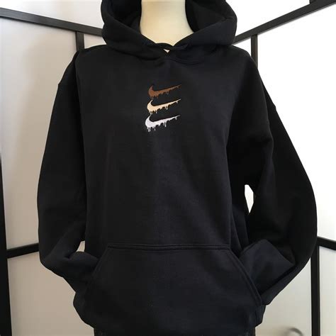 Nike Dripping Triple Swoosh Sport Logo Embroidered Hoodie Etsy