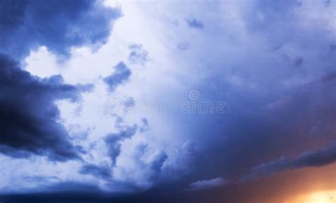 Sunset In Intense Summer Thunderstorm Clouds Stock Image Image Of