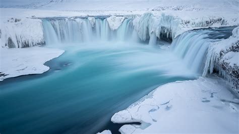 Nature Landscape Ice Waterfall Winter River