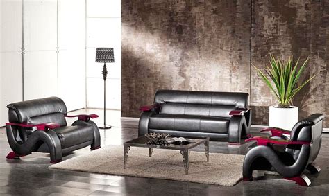 Thad Black Ultra Modern Formal Living Room Sets With Sinious Spring