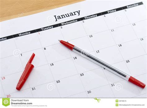 Calendar Sheet January Stock Image Image Of Prognosis 28709575