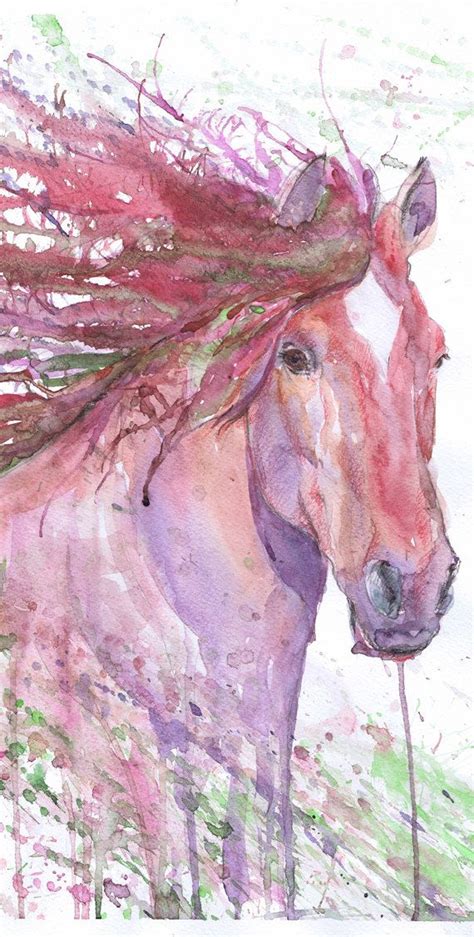 Horse Painting Equine Art Watercolor Print Equestrian Ts Abstract