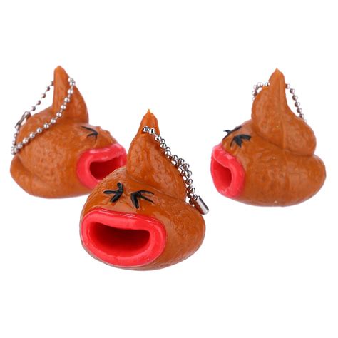 Poo Emoticon Toy Keychains Pop Out Tongues Novelty Fun Little Tricky
