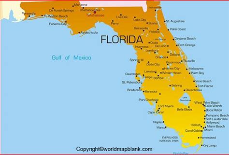 Labeled Map Of Florida With Capital And Cities