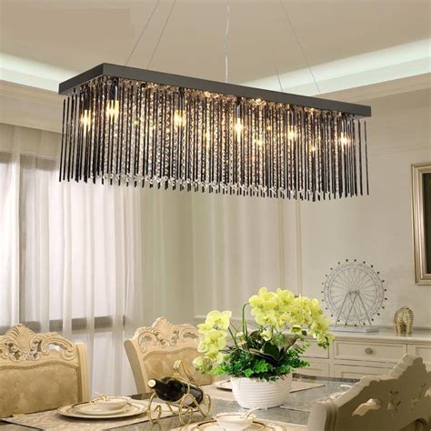 Save now with 0% off elixir gray and beige 80 inch rectangular dining table with 1 20 inch leaf. Black glass Restaurant Chandelier Crystal Lamp Rectangular ...