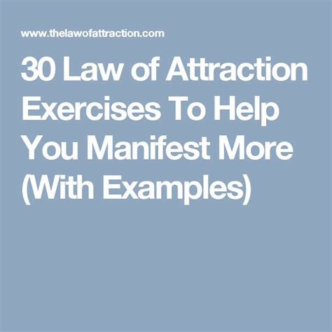 30 Law Of Attraction Exercises To Help You Manifest More With Examples Law Of Attraction