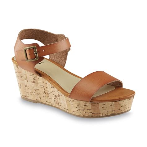Basic Editions Womens Wallie Brown Wedge Sandal Shoes Womens