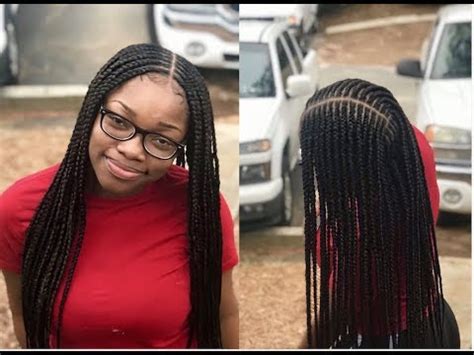 2 layer braids side part medium. MIDDLE PART FEED IN BRAIDS - YouTube