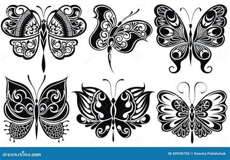 Ensemble De Silhouettes De Papillons Illustration De Vecteur
