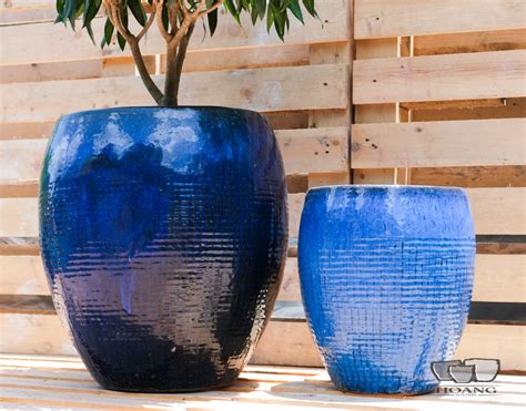Outdoor Blue Ceramic Pot