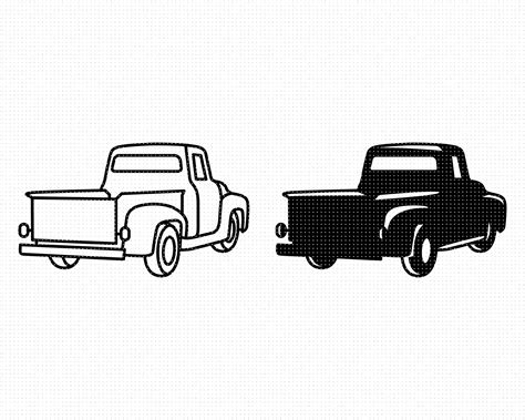 Back Of A Vintage Pickup Truck SVG PNG DXF Clipart EPS Vector By