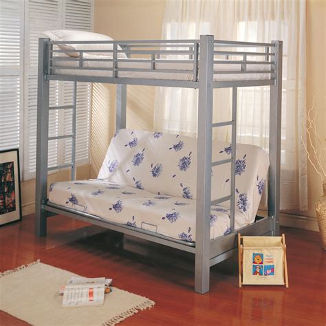 Sometimes, bunk beds are made of a twin bed on top and a bottom one that is made of a futon. Coaster Bunks Twin Over Futon Metal Bunk Bed with Futon ...