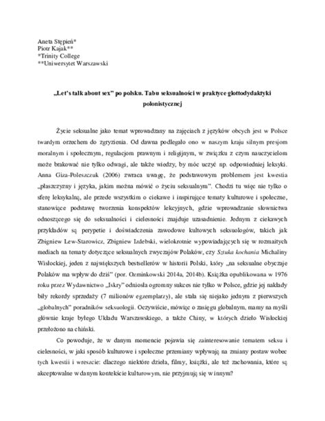 pdf lets talk about sex po polsku tabu seksualności w praktyce glottodydaktyki polonistycznej