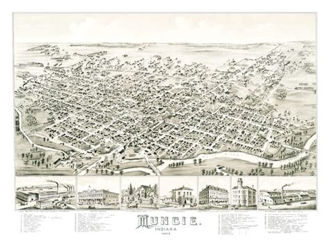 Beautifully Detailed Map Of Muncie Indiana From 1884 Knowol