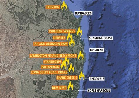 Queensland Fires Latest Peregian Beach Map Where Are The Bushfires