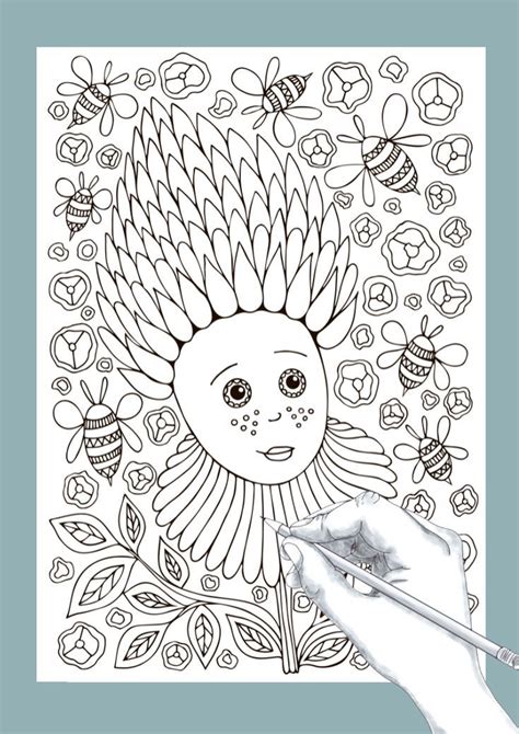 Hand Drawn Unique Coloring Page For Kids And Adults Printable Instant