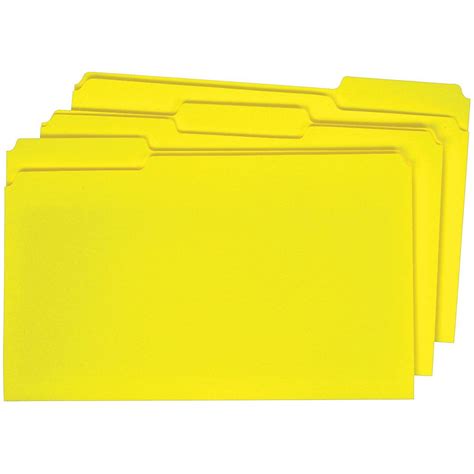 Staples Colored Top Tab File Folders 3 Tab Yellow Legal Size 100pack