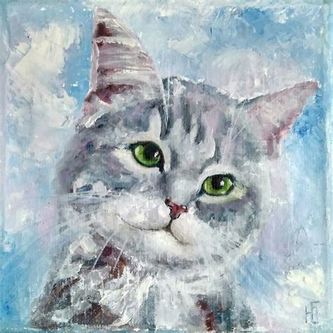 Cat Oil Painting Original Art Cat Artwork Pet Portrait Small Etsy