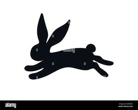 Running Rabbit Silhouette Hand Drawn Rabbit Is Jumping Vector