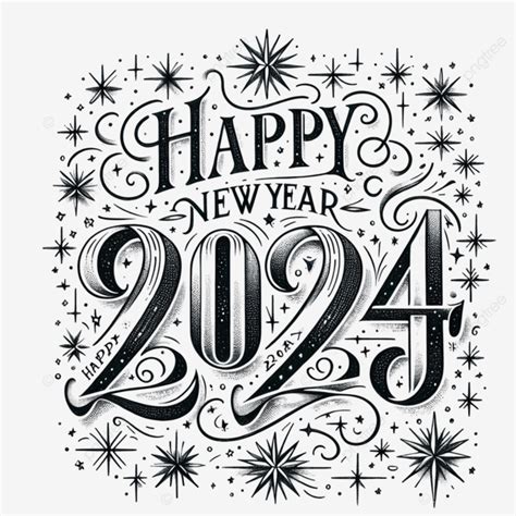 Lettering Happy New Year 2024 With Stars New Year 2024 Eve Year 2024