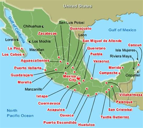 Mexico Tourist Attractions Map