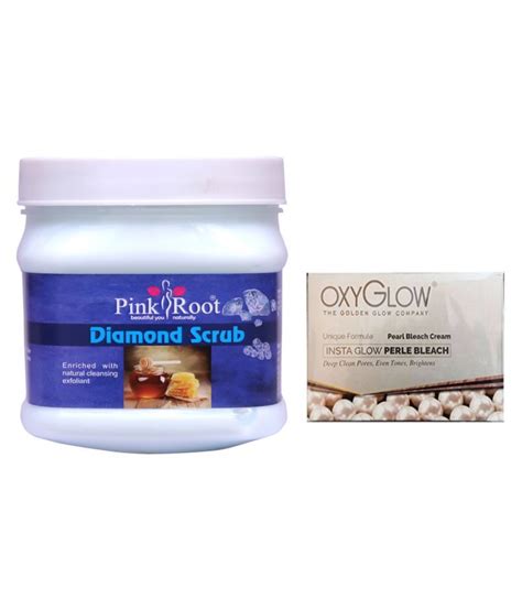 Pink Root Diamond Scrub 500gm With Oxyglow Perle Bleach Day Cream 50 Gm