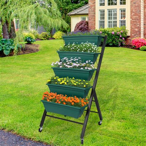 Patio Vertical Herb Planter Garden Elevated Raised Bed Vegetable Boxes W Wheels Go Garden Store