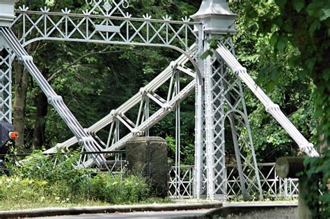 The suspension bridge connects the west and the east sides of mill creek park. Chain Link Suspension Bridge | Mill Creek Park Youngstown ...
