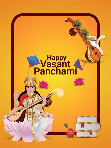Happy Vasant Panchami Greeting Card 1987969 Vector Art At Vecteezy