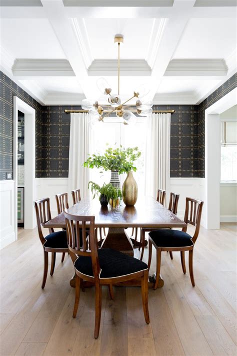 Black And White Dining Room With Coffered Ceilings Hgtv