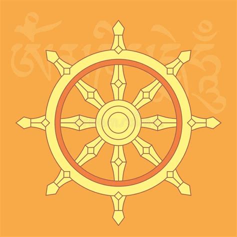 Wheel Of Dharmaone Of Eight Buddhist Religious Symbols Stock Vector
