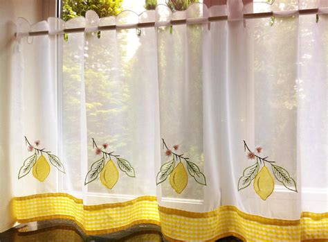YELLOW LEMON VOILE CAFE NET CURTAIN PANEL KITCHEN CURTAINS ~ Many Sizes