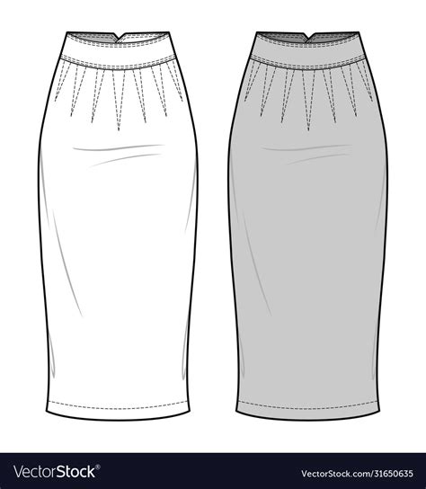 Skirt Fashion Flat Sketch Template2 Royalty Free Vector
