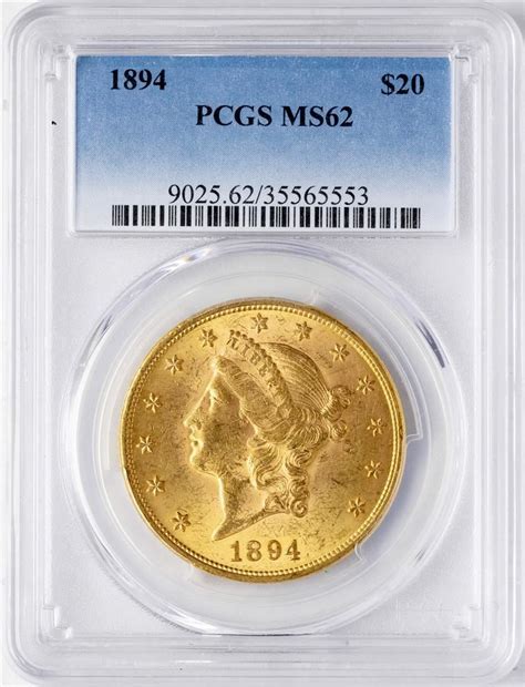 1894 20 Liberty Head Double Eagle Gold Coin Pcgs Ms62