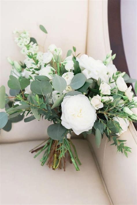 botanical wedding garden wedding floral bouquet white roses and eucalyptus form the mos