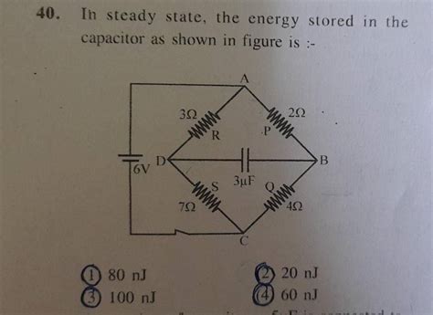 In Steady State The Energy Stored In The Capacitor As Shown In Figure Is