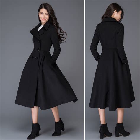 Wool Coat Black Coat Swing Coat Long Coat Long Coat Dress Etsy Canada
