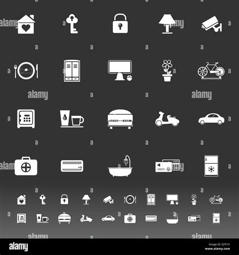 General Home Stay Icons On Gray Background Stock Vector Stock Vector