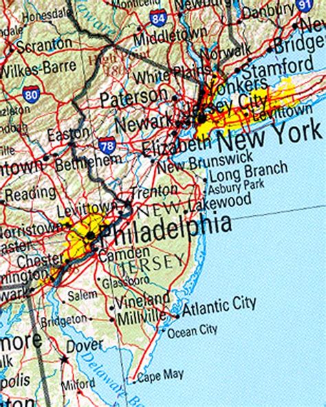 Mapa Físico De Nueva Jersey Tamaño Completo Ex