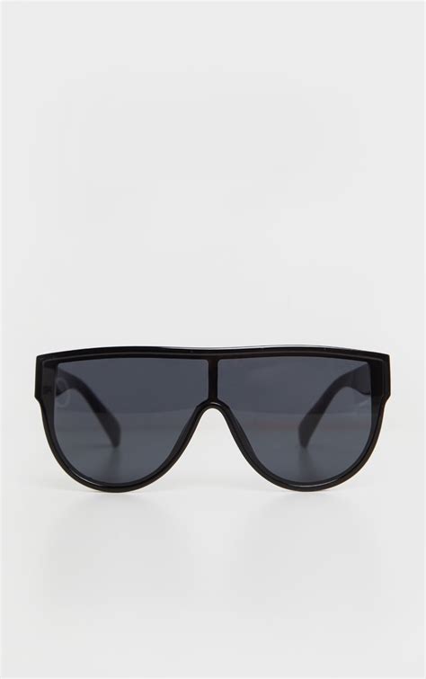Black Over Sized Flat Top Sunglasses Prettylittlething