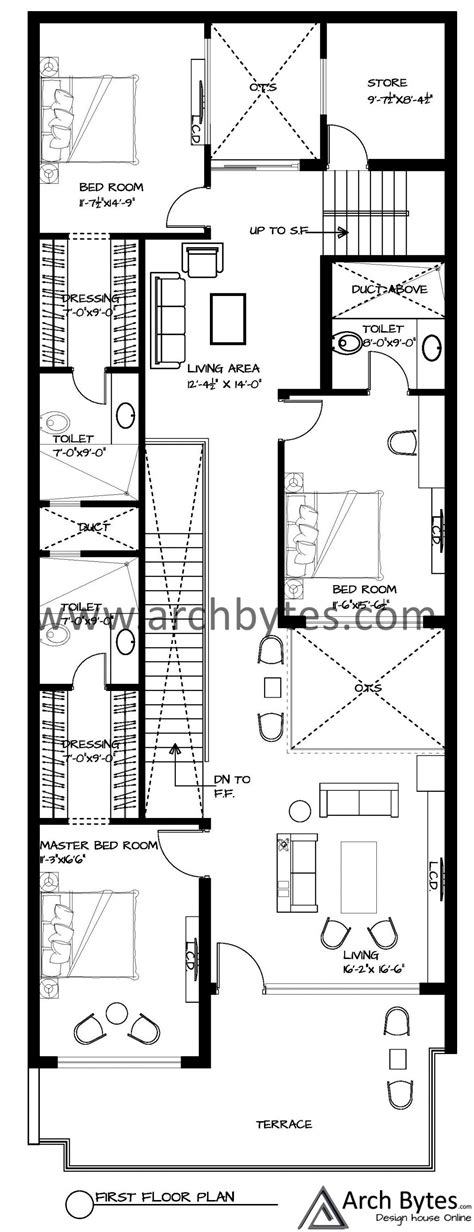 House Plan For 30 X 90 Feet Plot Size 300 Sq Yards Gaj Archbytes